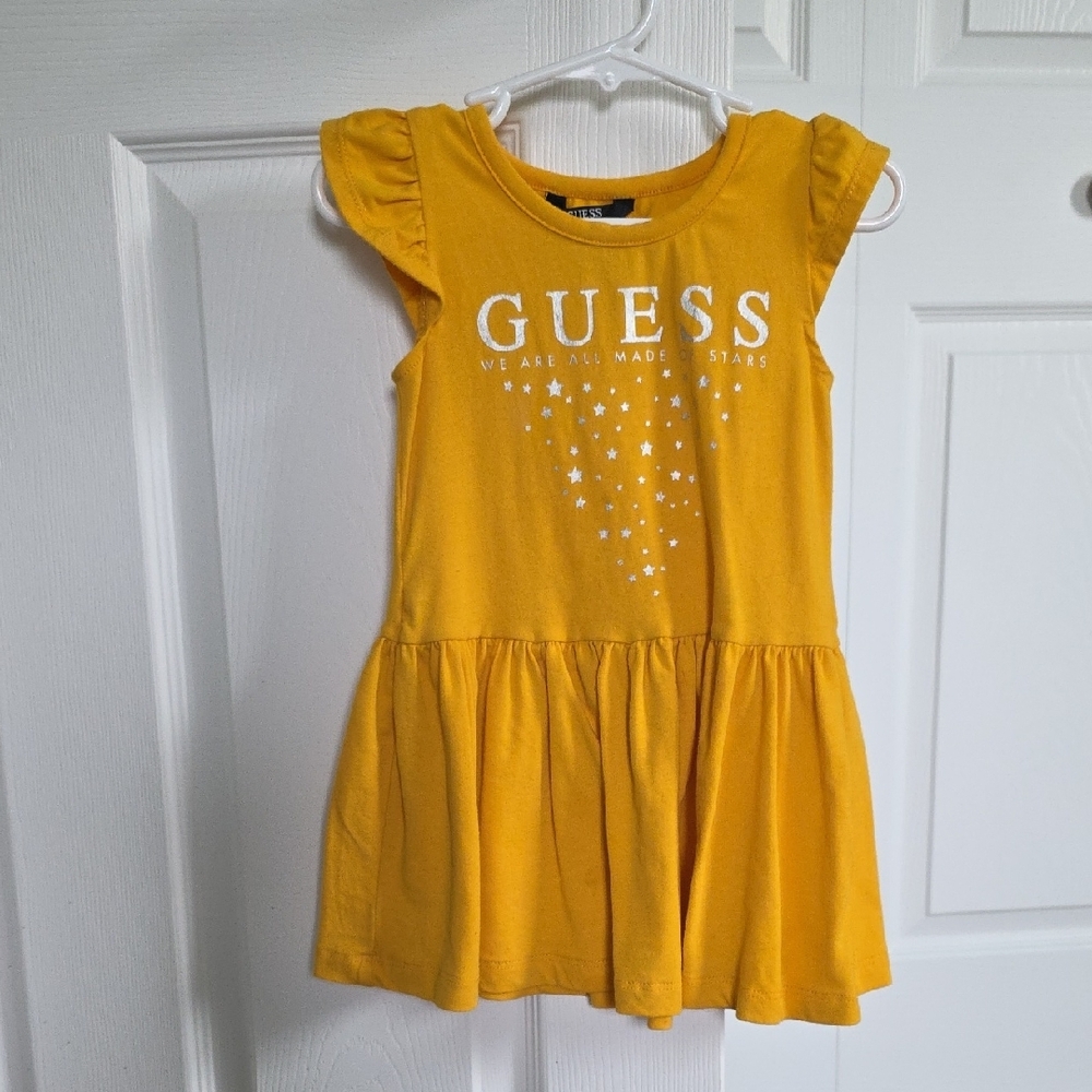 Guess Kids 2T Yellow Casual dress with Flutter Cap Sleeves